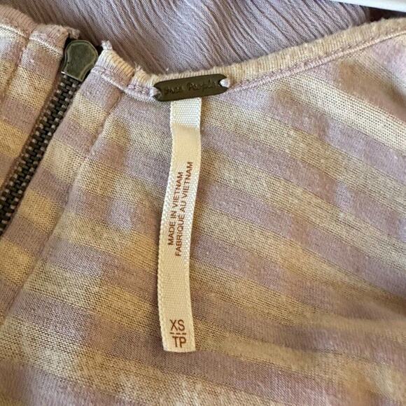 Free People Striped Tank Pink Purple XS Flowey Lightweight Sheer Flare Waist - Picture 3 of 6